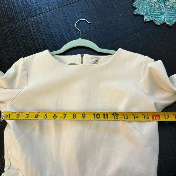 J.Crew Ponte Peplum Zipper Back Blouse Women's Size S Ivory Long Sleeve - Picture 7 of 9